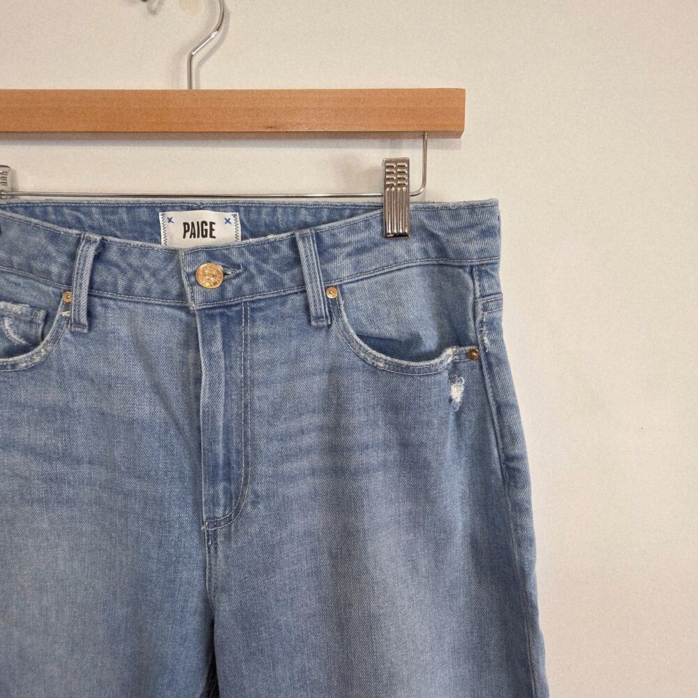 Paige Leenah High Rise Distressed Wide Leg Cotton Stretch Ankle Jean Size 29 - Picture 6 of 11